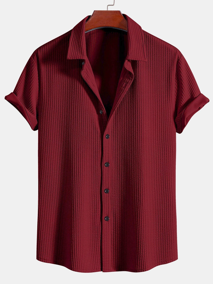 Muscle Ribbed Button-Up Shirt