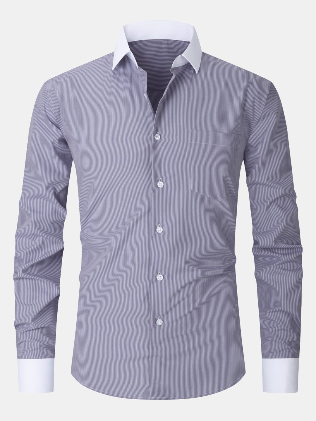 Dress Shirt with Striped Contrast Collar