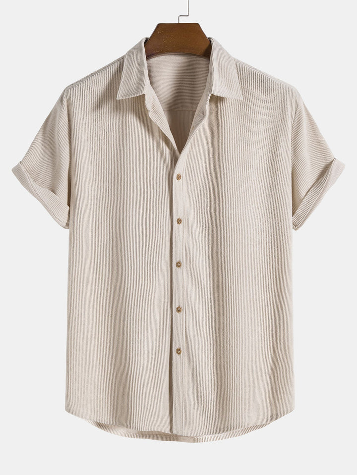 Corduroy Button Short Sleeve Shirt