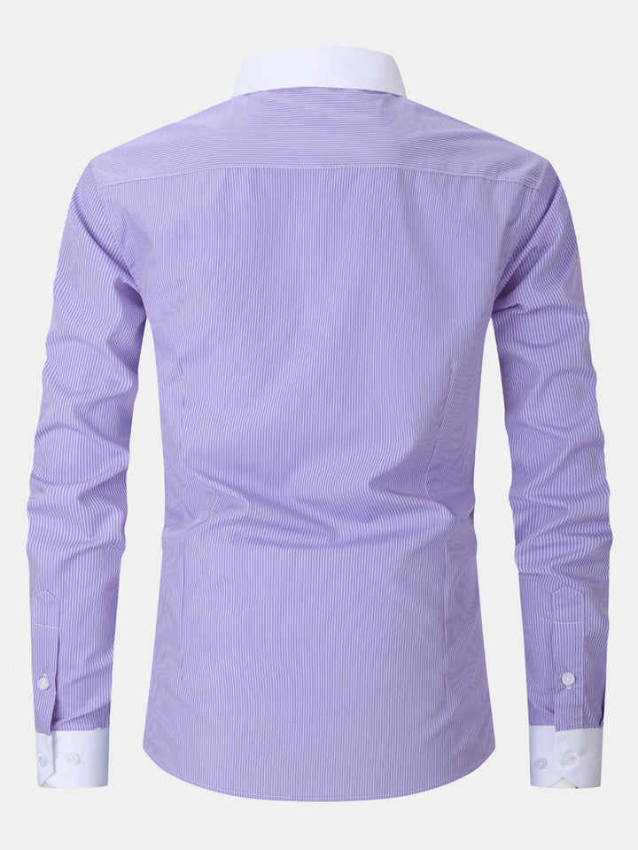 Dress Shirt with Striped Contrast Collar